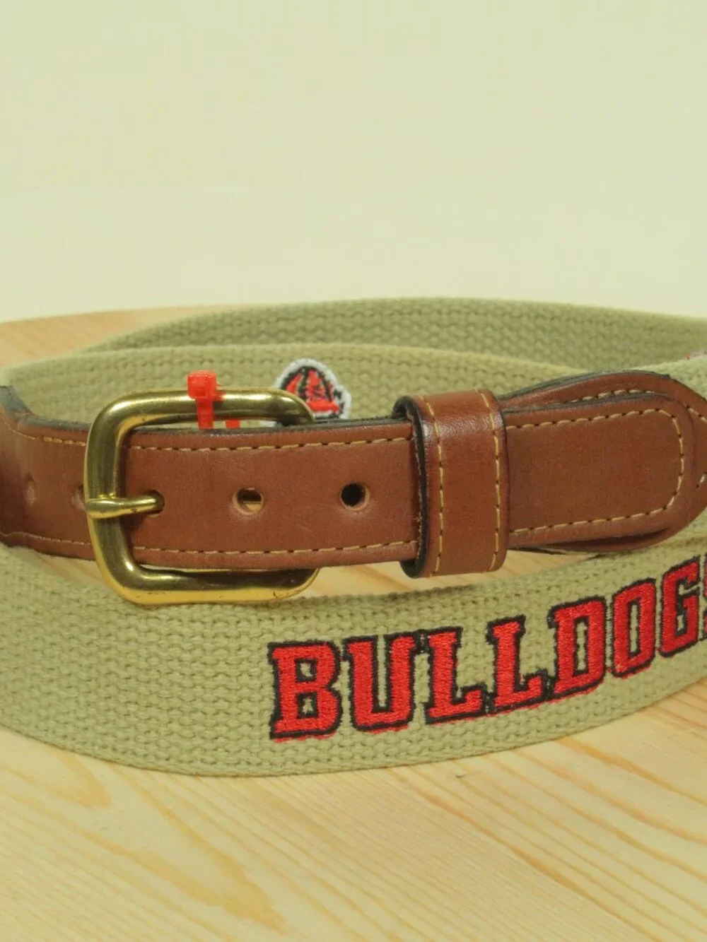 Eagle Belts Georgia Bulldogs Canvas Leather Tip Surcingle Belt Mens 36 Brown